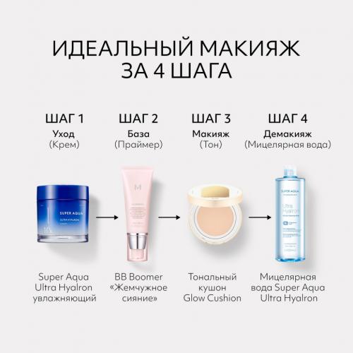 Миша Тональный кушон &quot;Прозрачное свечение&quot; Glow Cushion SPF40 PA++, 14 г (Missha, Foundation), фото-11