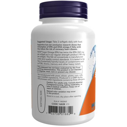 Нау Фудс Комплекс Super Omega EPA, 120 капсул х 1461 мг (Now Foods, Жирные кислоты), фото-3