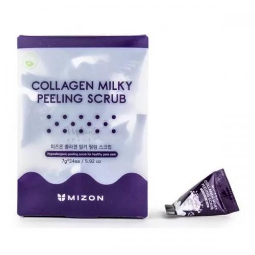 Мизон Молочный пилинг-скраб с коллагеном Collagen Milky Peeling Scrub, 24 х 7 г (Mizon, Collagen Power)