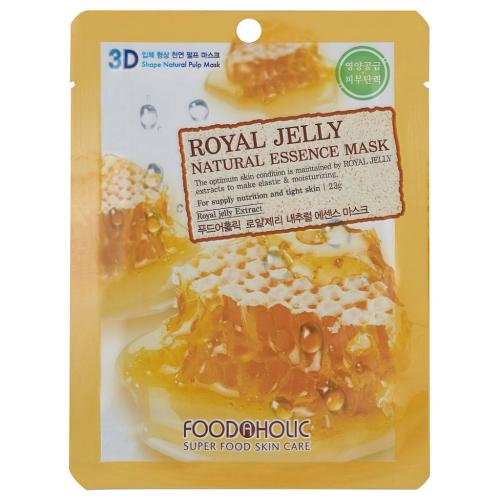 Фуд Эй Холик Тканевая 3D маска с экстрактом пчелиного маточного молочка Royal Jelly Natural Essence Mask, 23 г (Food A Holic, Face)