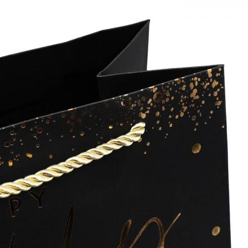 Пакет подарочный Happy Birthday чёрный крафт 23 × 27 × 11,5 см  (Подарочная упаковка, Пакеты), фото-3