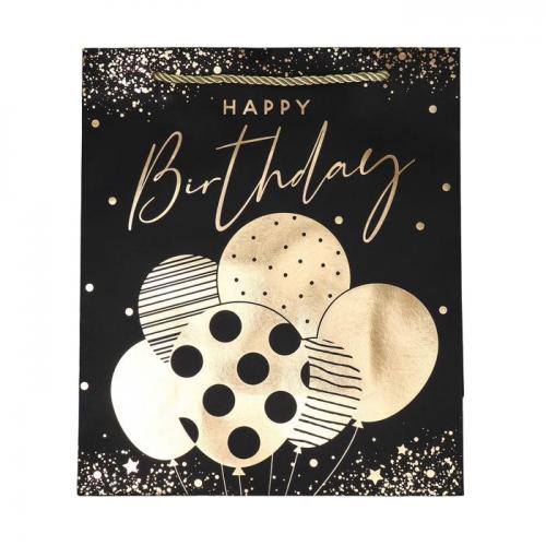 Пакет подарочный Happy Birthday чёрный крафт 23 × 27 × 11,5 см  (Подарочная упаковка, Пакеты), фото-4