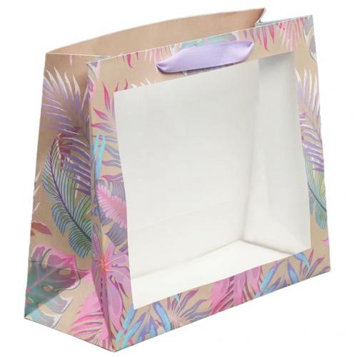Пакет крафтовый с пластиковым окном «Нежность» 31 х 26 х 11 см  (Подарочная упаковка, Пакеты)