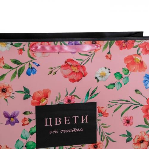 Пакет ламинированный «Цвети от счастья» 49 × 40 × 19 см  (Подарочная упаковка, Пакеты), фото-3