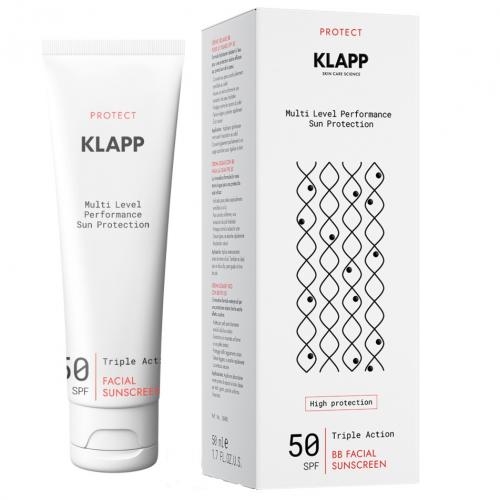 Клапп Солнцезащитный BB крем Facial Sunscreen SPF 50, 50 мл (Klapp, Multi Level Performance, Protect)