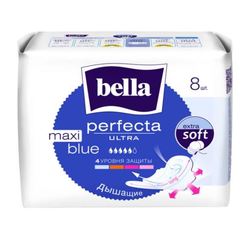 Белла Ультратонкие прокладки Perfecta Ultra Maxi Blue, 8 шт (Bella, Гигиенические прокладки)