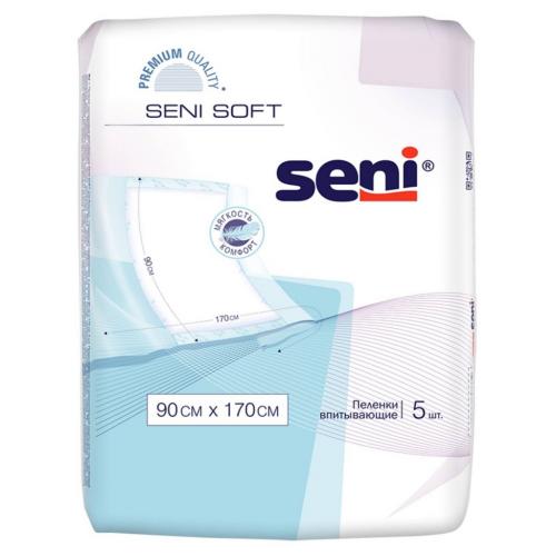 Сени Впитывающие одноразовые пеленки 90х170 см, 5 шт (Seni, Soft)