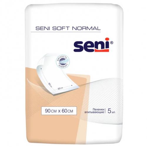Сени Впитывающие одноразовые пеленки Normal 90х60 см, 5 шт (Seni, Soft)