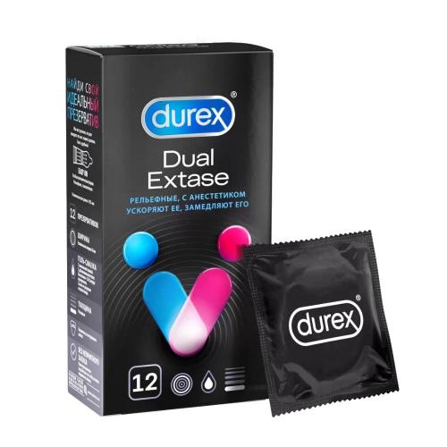Дюрекс Презервативы Dual Extase с анестетиком, 12 шт (Durex, Презервативы)