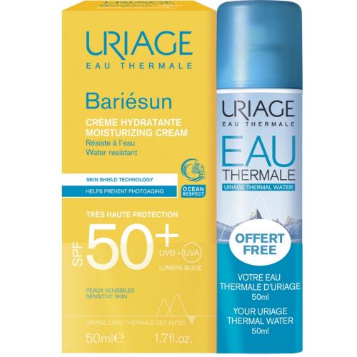 Урьяж Набор (увлажняющий крем SPF50+, 50 мл + термальная вода 50 мл) (Uriage, Bariesun)