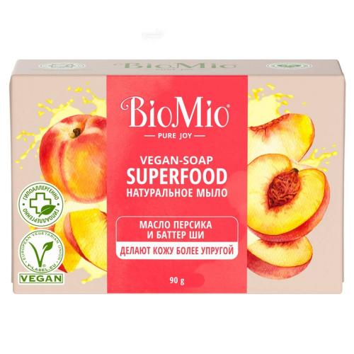 БиоМио Натуральное мыло &quot;Персик и ши&quot; Vegan Soap Superfood, 90 г (BioMio, Мыло)