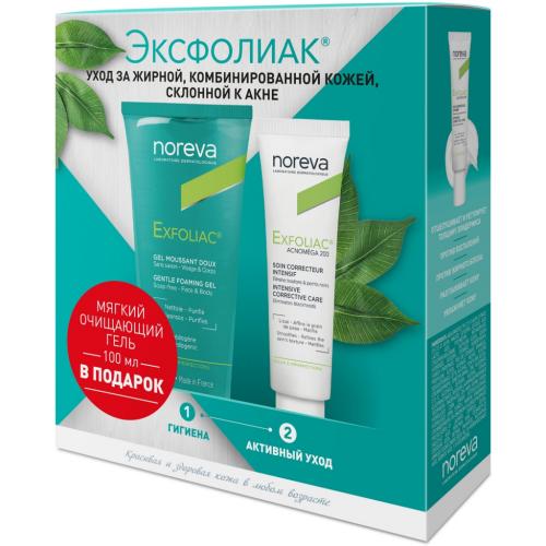 Норева Набор Эксфолиак: акномега 200, 30 мл + очищающий гель, 100 мл (Noreva, Exfoliac)