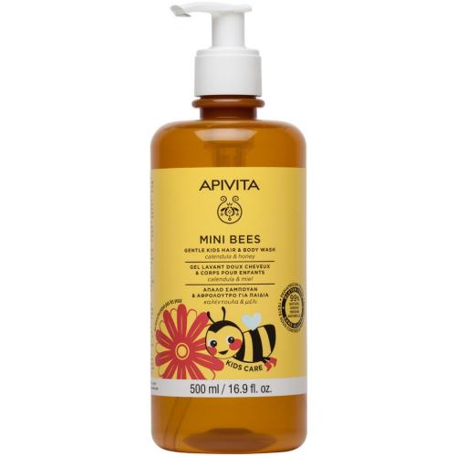 Апивита Детский нежный очищающий гель для тела и волос с Календулой и Мёдом, 500 мл (Apivita, Mini Bees)