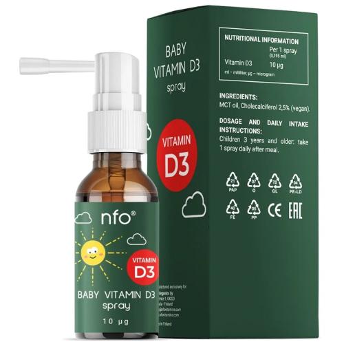 Норвегиан Фиш Ойл Детский витамин D3 Baby Spray 400 МЕ 3+, 20 мл (Norwegian Fish Oil, Витамины), фото-2
