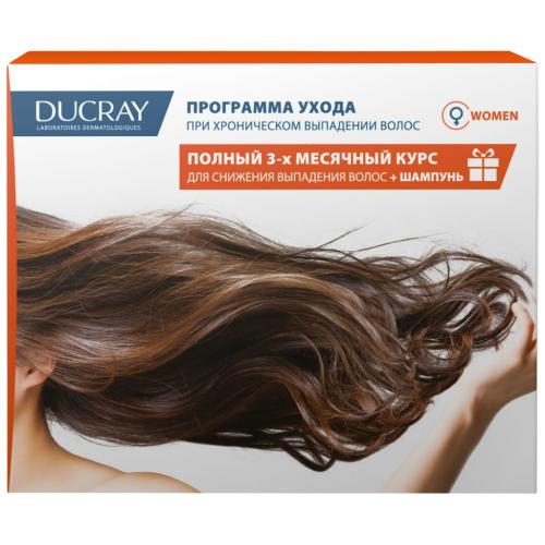 Дюкрэ Промонабор: лосьон для снижения выпадения волос у женщин 3 x 30 мл + шампунь для ухода за ослабленными, выпадающими волосами 100 мл (Ducray, Neoptide)