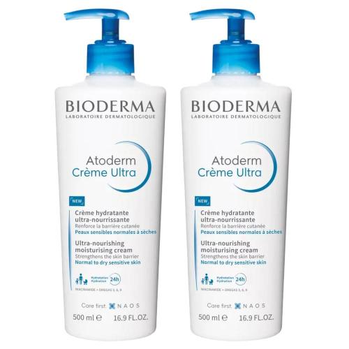 Биодерма Питательный крем для лица и тела Atoderm Ultra, 2 х 500 мл (Bioderma, Atoderm)