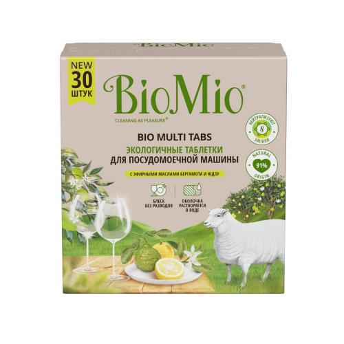 БиоМио Таблетки для посудомоечной машины Bio Multi Tabs с эфирными маслами бергамота и юдзу, 30 шт (BioMio, Посуда)