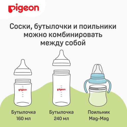 Пиджин Соска из силикона для бутылочки для кормления 1 мес+ , размер S, 2 шт (Pigeon, Бутылочки и соски), фото-8