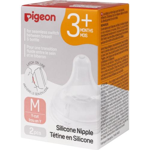 Пиджин Соска из силикона для бутылочки для кормления 3 мес+, размер M, 2 шт (Pigeon, Бутылочки и соски)