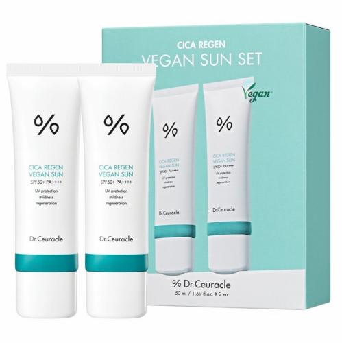 Доктор Сьюрикл Набор Vegan Sun Set: солнцезащитный веганский крем с центеллой Sun SPF 50+ PA++++, 2 х 50 мл (Dr. Ceuracle, Cica Regen)