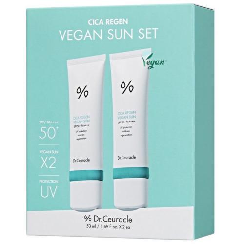 Доктор Сьюрикл Набор Vegan Sun Set: солнцезащитный веганский крем с центеллой Sun SPF 50+ PA++++, 2 х 50 мл (Dr. Ceuracle, Cica Regen), фото-2