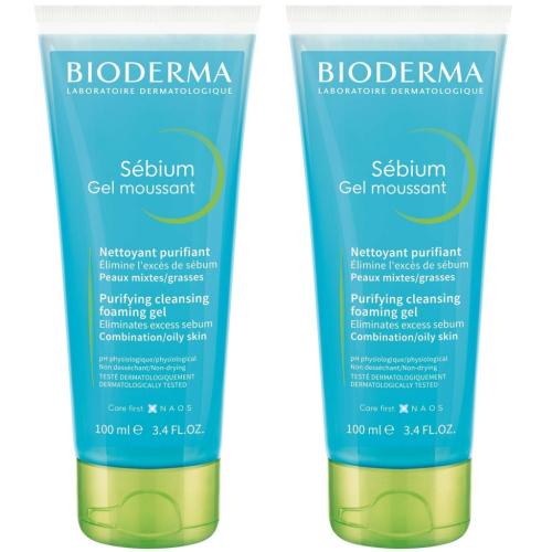 Биодерма Очищающий гель для лица, 2 х 100 мл (Bioderma, Sebium)