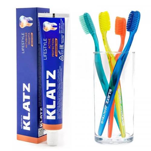 Клатц Набор Lifestyle (зубная паста &quot;Активная защита&quot; 75 мл + зубная щетка) (Klatz, Lifestyle)