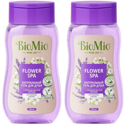 БиоМио Гель для душа с эфирными маслами лаванды Flower Spa 3+, 2 х 250 мл (BioMio, Для ванны и душа)