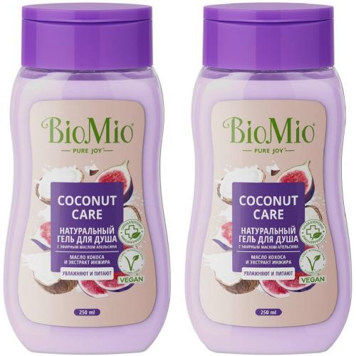 БиоМио Biomio Гель для душа с экстрактом инжира и маслом кокоса Coconut Care для всей семьи 14+, 2 х 250 мл (BioMio, Для ванны и душа)