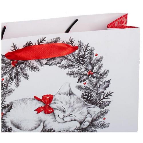 Пакет подарочный ламинированный горизонтальный «Новогодний котенок», 23 x 18 x 8 см  (Подарочная упаковка, Пакеты), фото-3