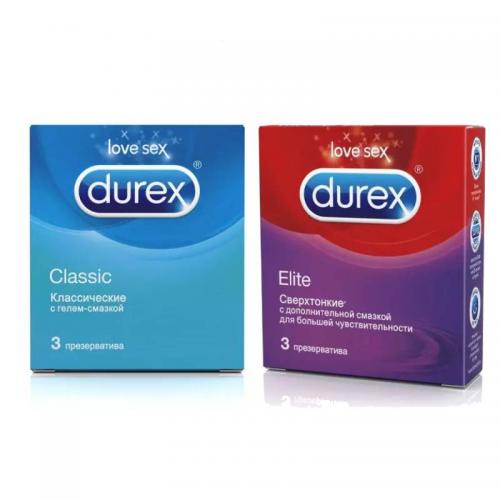 Дюрекс Набор презервативов: Classic 3 шт + Elite 3 шт (Durex, Презервативы)