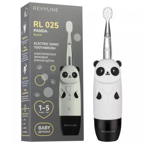 Ревилайн Детская электрическая звуковая зубная щетка RL 025 Baby Panda 1+, чёрная (Revyline, Электрические зубные щетки)
