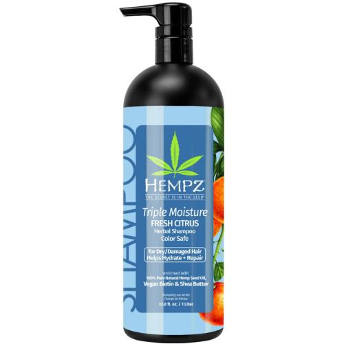 Хемпз Бессульфатный шампунь Triple Moisture Daily Herbal Replenishing, 1000 мл (Hempz, Тройное увлажнение)