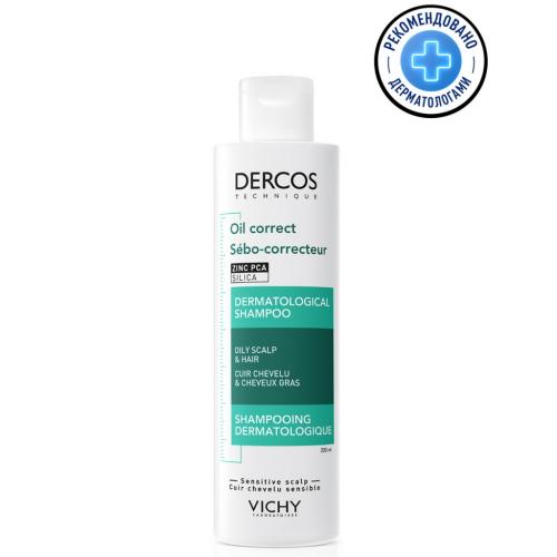 Виши Регулирующий шампунь-уход для жирной кожи головы, Technique Oil Control, 200 мл (Vichy, Dercos)