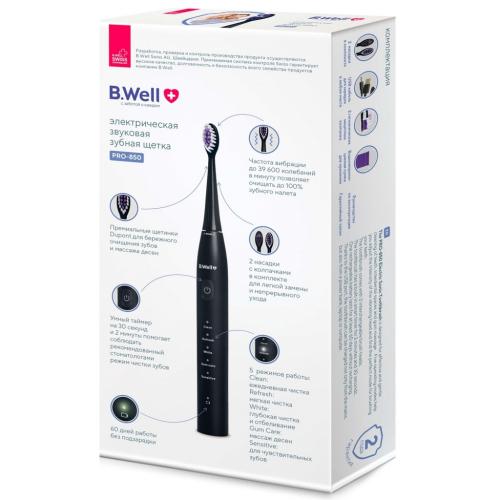Би Велл Электрическая звуковая зубная щетка PRO-850, черная (B.Well, PRO), фото-3