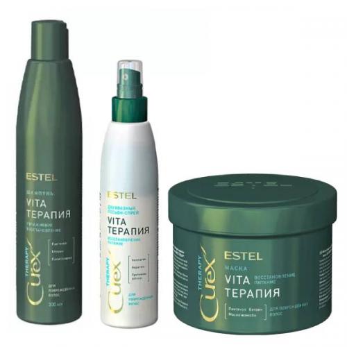 Эстель Набор для поврежденных волос (шампунь 300 мл + маска 500 мл + лосьон 200 мл) (Estel Professional, Curex, Therapy)