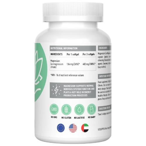 Ультрасаппс Магния цитрат Magnesium Citrate, 60 мягких капсул (Ultrasupps, ), фото-3