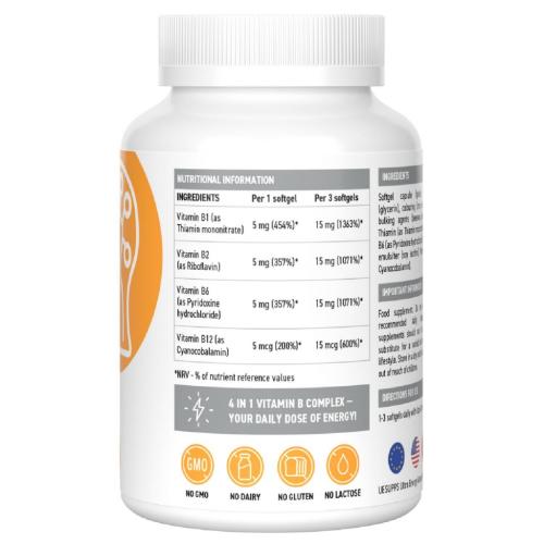 Ультрасаппс Комплекс витаминов группы В, 90 мягких капсул (Ultrasupps, ), фото-3