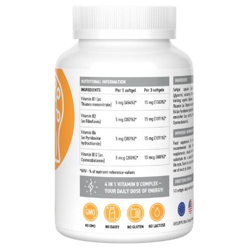 Ультрасаппс Комплекс витаминов группы В, 60 мягких капсул (Ultrasupps, ), фото-3