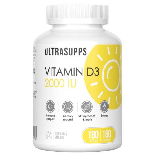 Ультрасаппс Витамин Д3 2000 МЕ, 180 мягких капсул (Ultrasupps, )