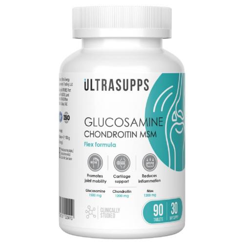 Ультрасаппс Комплекс &quot;Глюкозамин + хондроитин + МСМ&quot; для суставов и связок, 90 таблеток (Ultrasupps, )