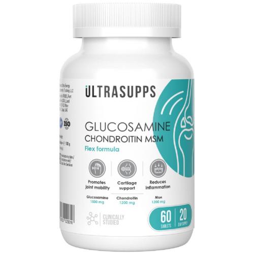 Ультрасаппс Комплекс &quot;Глюкозамин + хондроитин + МСМ&quot; для суставов и связок, 60 таблеток (Ultrasupps, )