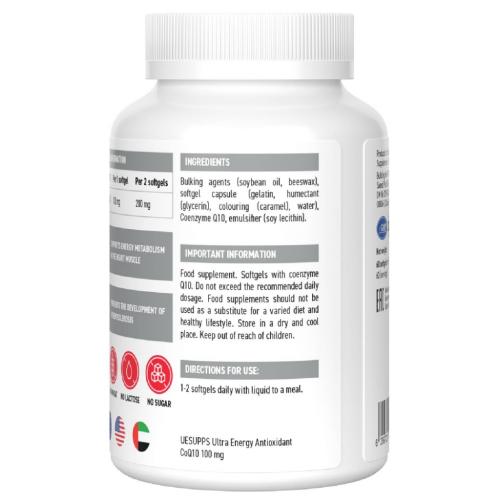 Ультрасаппс Антиоксидант &quot;Коэнзим Q10&quot; 100 мг, 60 мягких капсул (Ultrasupps, ), фото-4