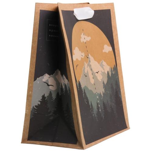 Пакет крафтовый вертикальный «Горы», 18 × 23 × 8 см (Подарочная упаковка, Пакеты), фото-2