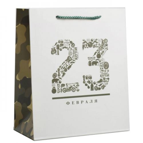 Пакет ламинированный вертикальный «23 февраля», 23 × 27 × 11,5 см  (Подарочная упаковка, Пакеты)
