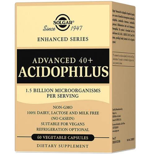Солгар Комплекс «Ацидофилус 40+» Advanced 40+ Acidophilus, 60 капсул х 471 мг (Solgar, Пробиотики)