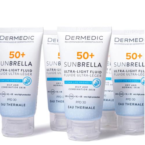 Дермедик Ультра-лёгкий солнцезащитный флюид SPF50+ для жирной и комбинированной кожи, 40 мл (Dermedic, Sunbrella), фото-4