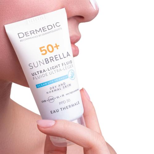 Дермедик Ультра-лёгкий солнцезащитный флюид SPF50+ для сухой и нормальной кожи, 40 мл (Dermedic, Sunbrella), фото-2