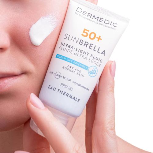 Дермедик Ультра-лёгкий солнцезащитный флюид SPF50+ для сухой и нормальной кожи, 40 мл (Dermedic, Sunbrella), фото-3