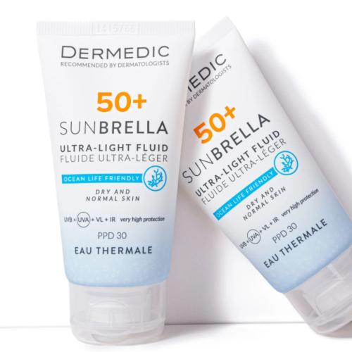 Дермедик Ультра-лёгкий солнцезащитный флюид SPF50+ для сухой и нормальной кожи, 40 мл (Dermedic, Sunbrella), фото-4